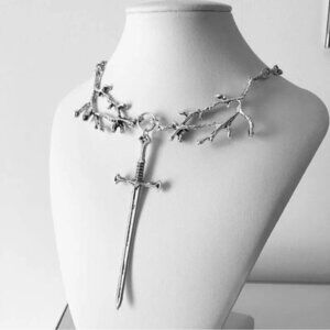 Sword necklace Viking necklace tree vampire sword pendant Goth gothic Forest